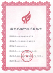 國家火炬計劃項目證書